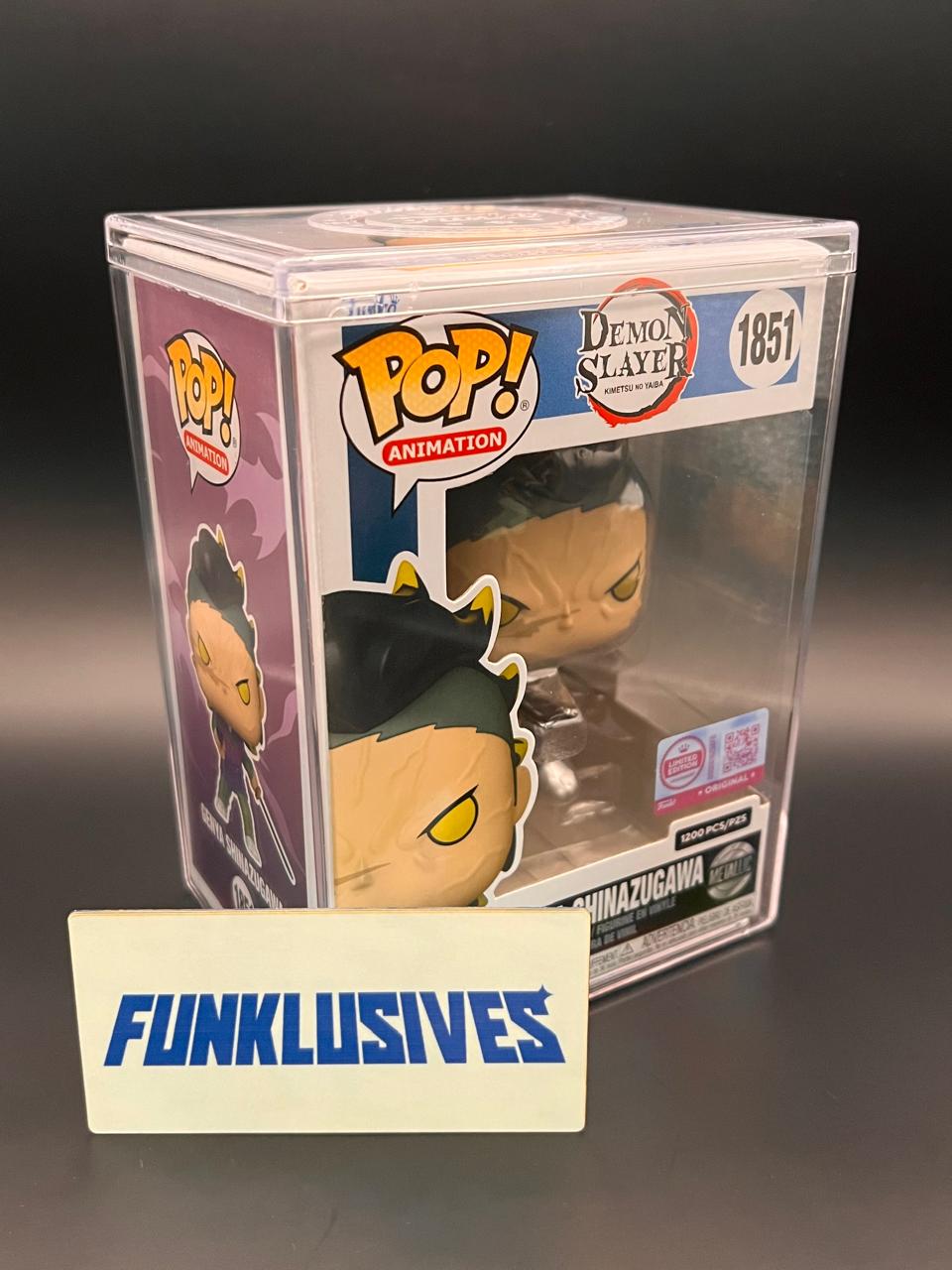 Pop! Genya Shinazugawa (Demon Form) (Metallic) con Pop! Protector